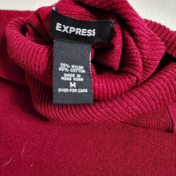 Express Womens Burgundy Fitted Knit Long Sleeve Turtleneck Size M - Picture 4 of 7